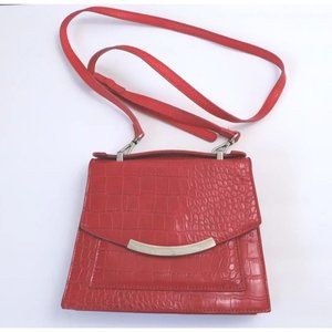 Pull & Bear Red Faux Alligator Shoulder Purse